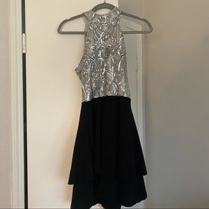 Black and silver homecoming dress
